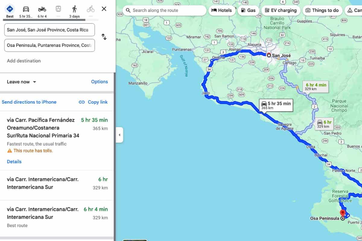 How to get to osa peninsula