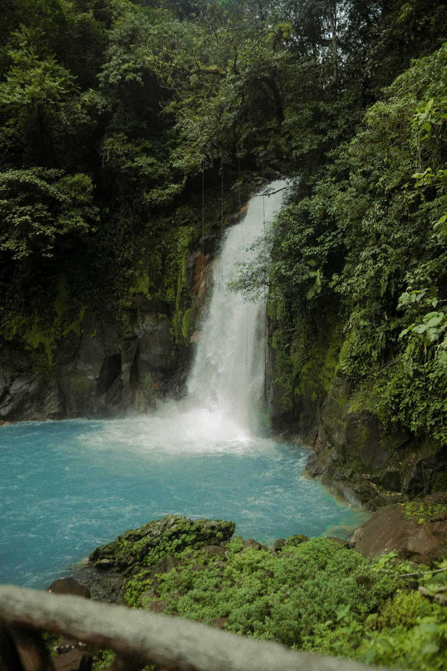 A stunning view of the base of a waterfall