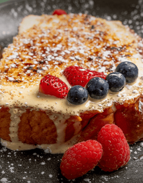 Image of creme brulee french toast from Java & Jam's website