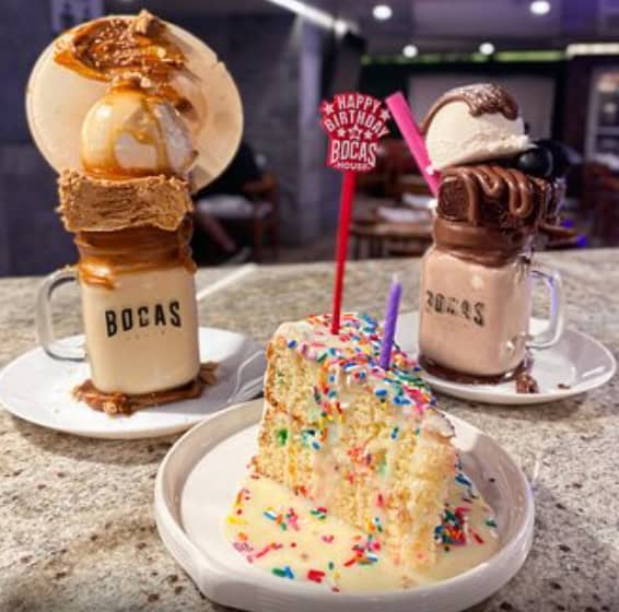 Image of milkshakes and desserts from Bocas