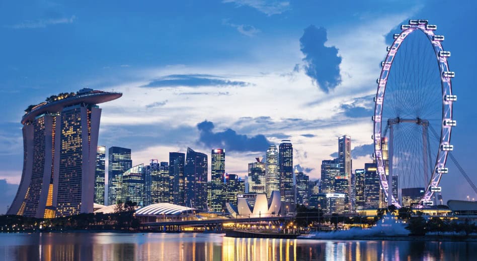 Singapore skyline reflecting in the water