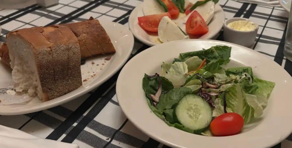 Salads and bread service at Gibson's Bar & Steakhouse
