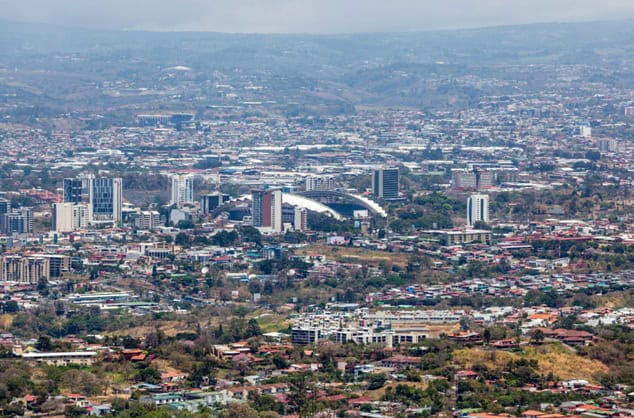 San Jose costa rica city skyline with mountains in the background