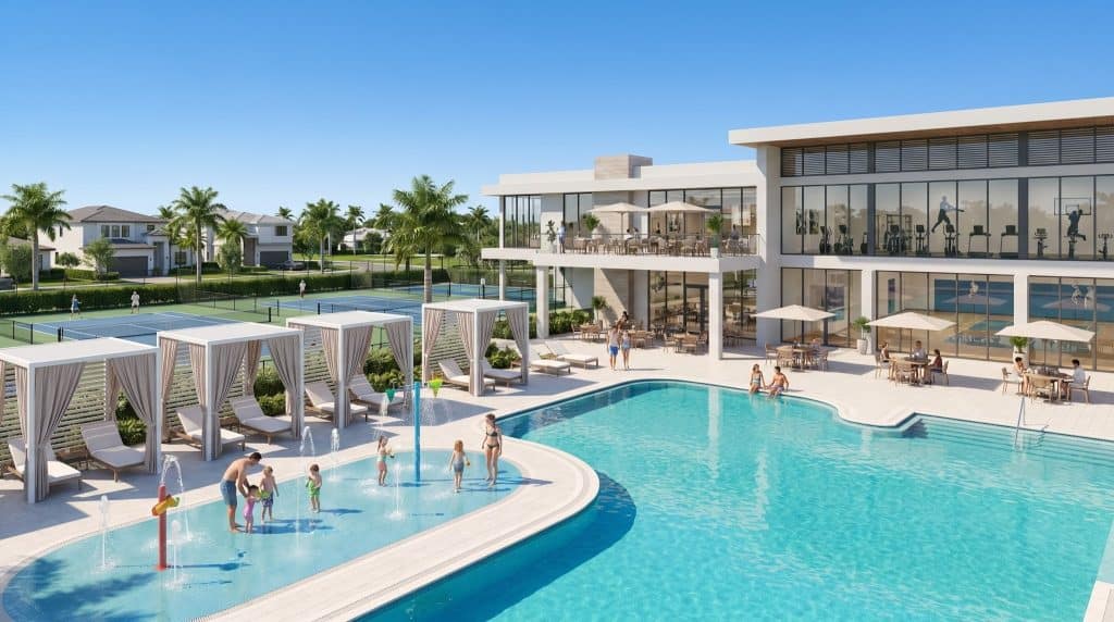 Boca Bridges luxury clubhouse and resort pool in Boca Raton