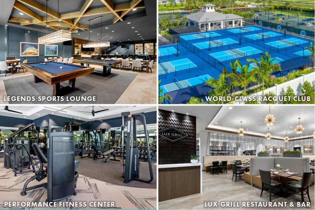 Valencia Sound 55-plus clubhouse, pool, and pickleball courts